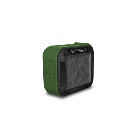 Ginga Bocina Portátil GI16BOC01BT, Bluetooth, Inalámbrico, USB 2.0, Negro/Verde - Resistente al Agua