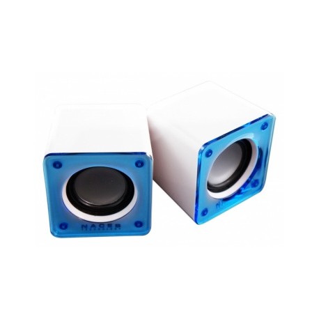 Naceb Bocina Cubo NA-105A, Alámbrico, 2.1, 6W RMS, Blanco/Azul