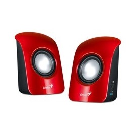 Genius Bocinas para Computadora Estéreo USB SP-U115, Alámbrico, 2.0, 1.5W RMS, Rojo