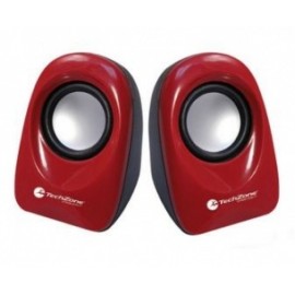 TechZone Mini Bocinas Multimedia TZSPK-02, Alámbrico, 3.5mm, Rojo