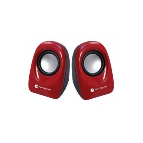 TechZone Mini Bocinas Multimedia TZSPK-02, Alámbrico, 3.5mm, Rojo