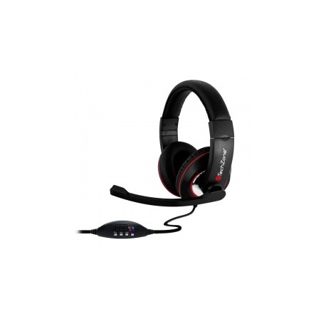 Techzone Audífonos Gamer TZ16AUD01-PC, Alámbrico, 1.8 Metros, USB, Negro/Rojo