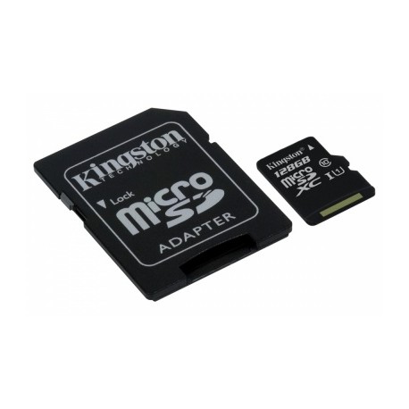 Memoria Flash Kingston, 128GB microSDXC Clase 10 UHS-I, con Adaptador SD