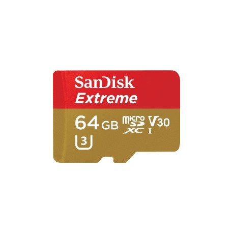 Memoria Flash SanDisk Extreme, 64GB MicroSDHC UHS-I Clase 10, con Adaptador