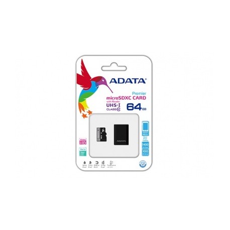 Memoria Flash Adata Premier, 64GB microSDXC UHS-I Clase 10, con Lector microReader OTG