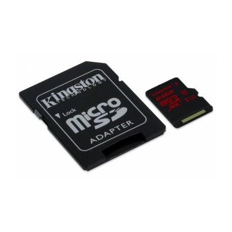 Memoria Flash Kingston, 64GB microSDHC SDXC UHS-I Clase 3, con Adaptador microSD