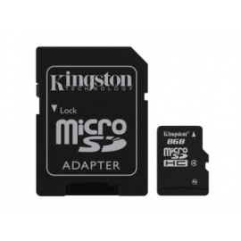 Memoria Flash Kingston, 8GB microSDHC Clase 4, con Adaptador