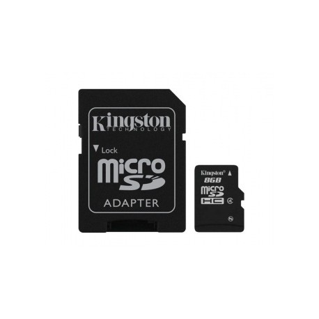 Memoria Flash Kingston, 8GB microSDHC Clase 4, con Adaptador