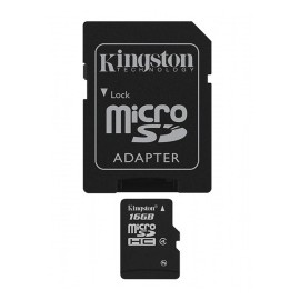 Memoria Flash Kingston, 16GB microSDHC Clase 4, con Adaptador