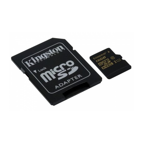 Memoria Flash Kingston, 16GB microSDHC SDXC UHS-I Clase 10, con Adaptador