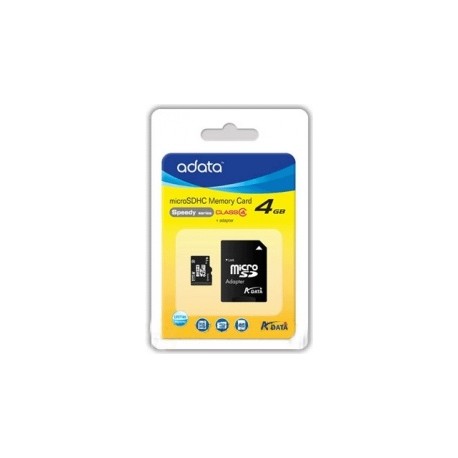 Memoria Flash Adata, 4GB microSDHC Clase 4, con Adaptador