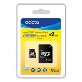 Memoria Flash Adata, 4GB microSDHC Clase 4, con Adaptador