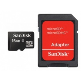 Memoria Flash SanDisk, 16GB microSDHC Clase 4, con Adaptador