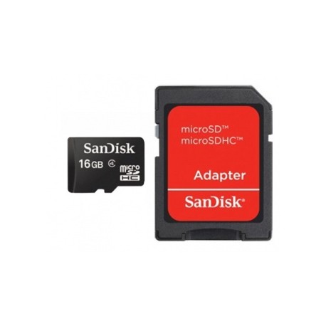 Memoria Flash SanDisk, 16GB microSDHC Clase 4, con Adaptador