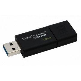 Memoria USB Kingston DataTraveler 100 G3, 16GB, USB 3.0, Negro