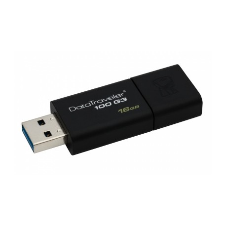 Memoria USB Kingston DataTraveler 100 G3, 16GB, USB 3.0, Negro