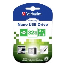 Memoria USB Verbatim Nano, 32GB, USB 2.0, Negro