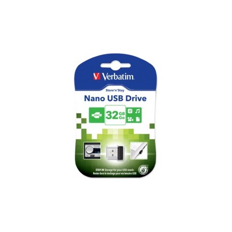 Memoria USB Verbatim Nano, 32GB, USB 2.0, Negro