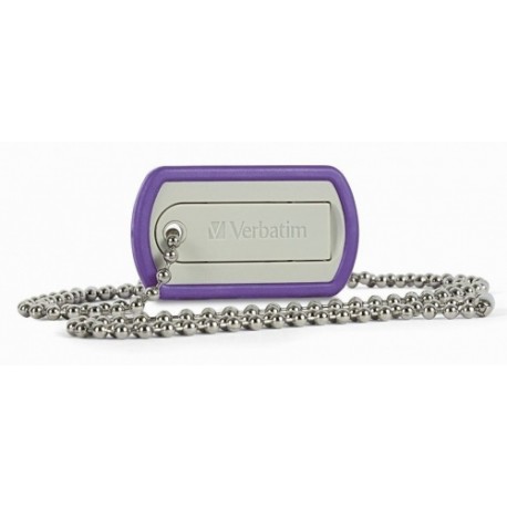 Memoria USB Verbatim Dog Tag, 8GB, USB 2.0, Morado