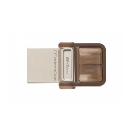 Memoria USB Kingston DataTraveler microDuo OTG, 64GB, USB 2.0, Marrón