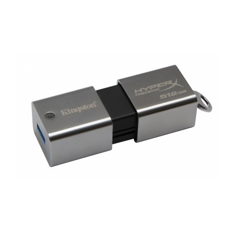 Memoria USB Kingston DataTraveler HyperX Predator, 512GB, USB 3.0, Acero inoxidable