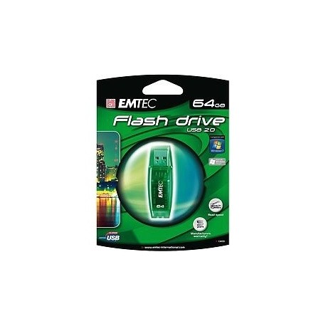 Memoria USB Emtec C400, 64GB, USB 2.0, Verde