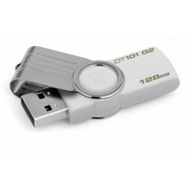 Memoria USB Kingston DataTraveler 101 G2, 128GB, USB 2.0, Blanco