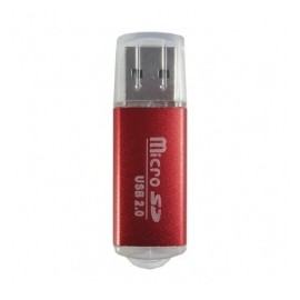 BRobotix Lector de Memoria 345673R, para MicroSD, USB 2.0, Rojo