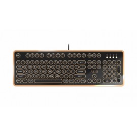 Teclado Azio MK-RETRO-03, Alámbrico, USB, Negro Oro (Inglés)