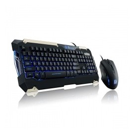 Kit Gamer de Teclado y Mouse Tt eSPORTS COMMANDER Azul, Alámbrico, USB, Negro