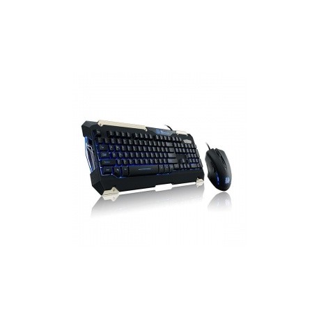 Kit Gamer de Teclado y Mouse Tt eSPORTS COMMANDER Azul, Alámbrico, USB, Negro