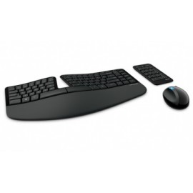 Kit de Teclado y Mouse Microsoft Sculpt Ergonomic Desktop, Inalámbrico, Negro (Español)