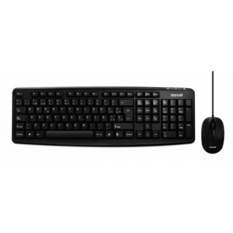 Kit de Teclado y Mouse Maxell WRKBC-10, Alámbrico, USB, Negro