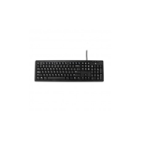 Teclado V7 KU100US, Alámbrico, USB, Negro (Inglés)