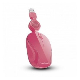 Mouse True Basix Óptico Retráctil TB-01004, Alámbrico, USB, 1000DPI, Rosa