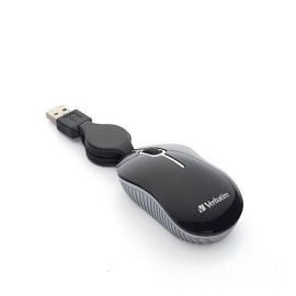 Mouse Verbatim Óptico 98113, Alámbrico, USB Retráctil,