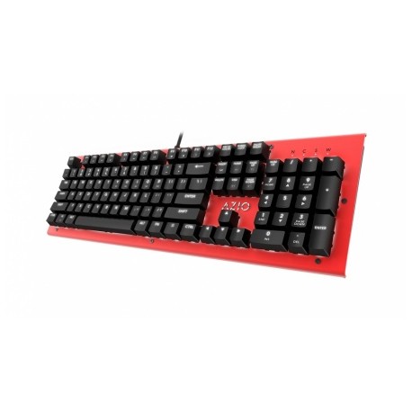 Teclado Azio MK HUE, Mecánico, Cherry MX Marrón, Alámbrico, Rojo (Inglés)