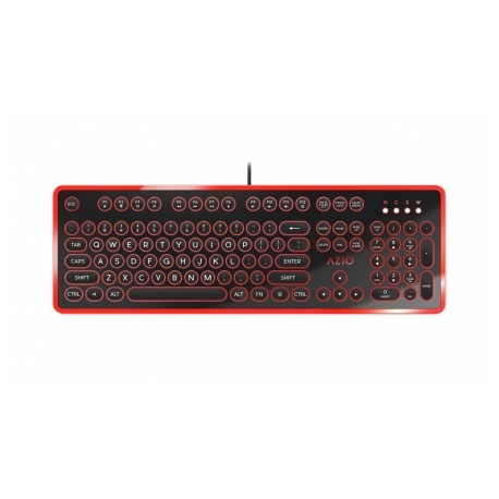 Teclado Azio MK-RETRO-03, Alámbrico, USB, Negro Rojo (Inglés)