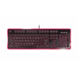 Teclado Azio MK-RETRO, Alámbrico, USB, Negro/Rosa (Inglés)