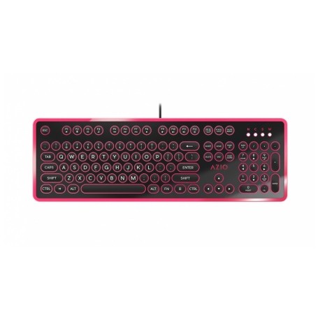 Teclado Azio MK-RETRO, Alámbrico, USB, Negro/Rosa (Inglés)