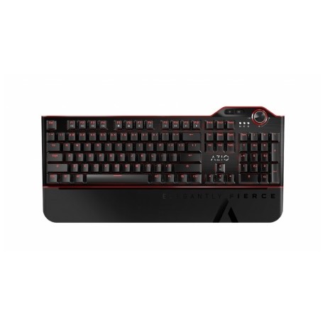 Teclado Gamer Azio MGK L80 LED Rojo, Teclado Mecánico, Kailh Brown, Alámbrico, Negro (Inglés)