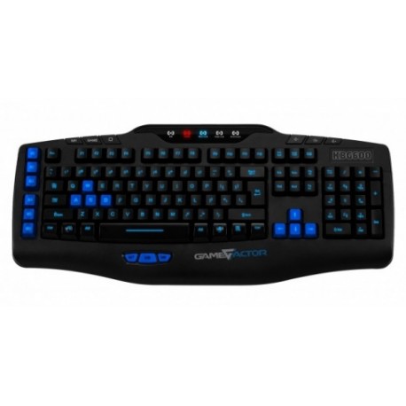 Teclado Gamer Game Factor KBG600 Alámbrico, Negro/Azul (Español)