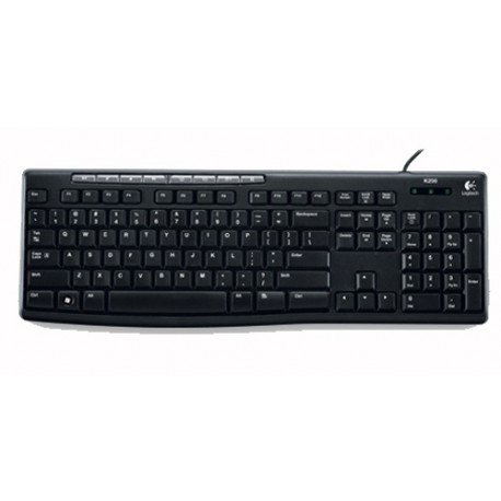 Teclado Logitech Multimedia, K200, USB, Negro (Inglés)