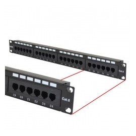 Logico Panel de Parcheo 24 Puertos UTP Cat6, Negro